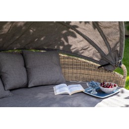 "Стильяно" плетеная кровать круглая, цвет соломенный