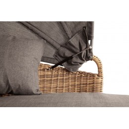 "Стильяно" плетеная кровать круглая, цвет соломенный