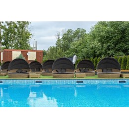 "Стильяно" плетеная кровать круглая, цвет соломенный