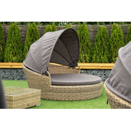 "Стильяно" плетеная кровать круглая, цвет соломенный